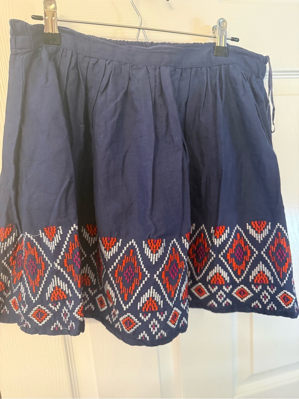 Anthropologie Staring at Stars Embroidered Boho Skirt - Navy